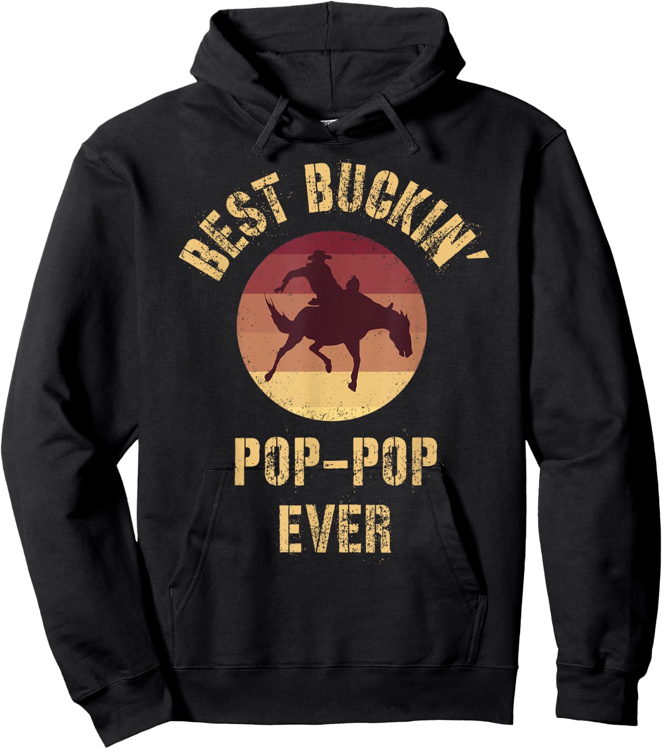 Best Buckin' Pop-Pop Ever Western Rodeo Cowboy Bucking Horse Hoodie - Hoodie | Black