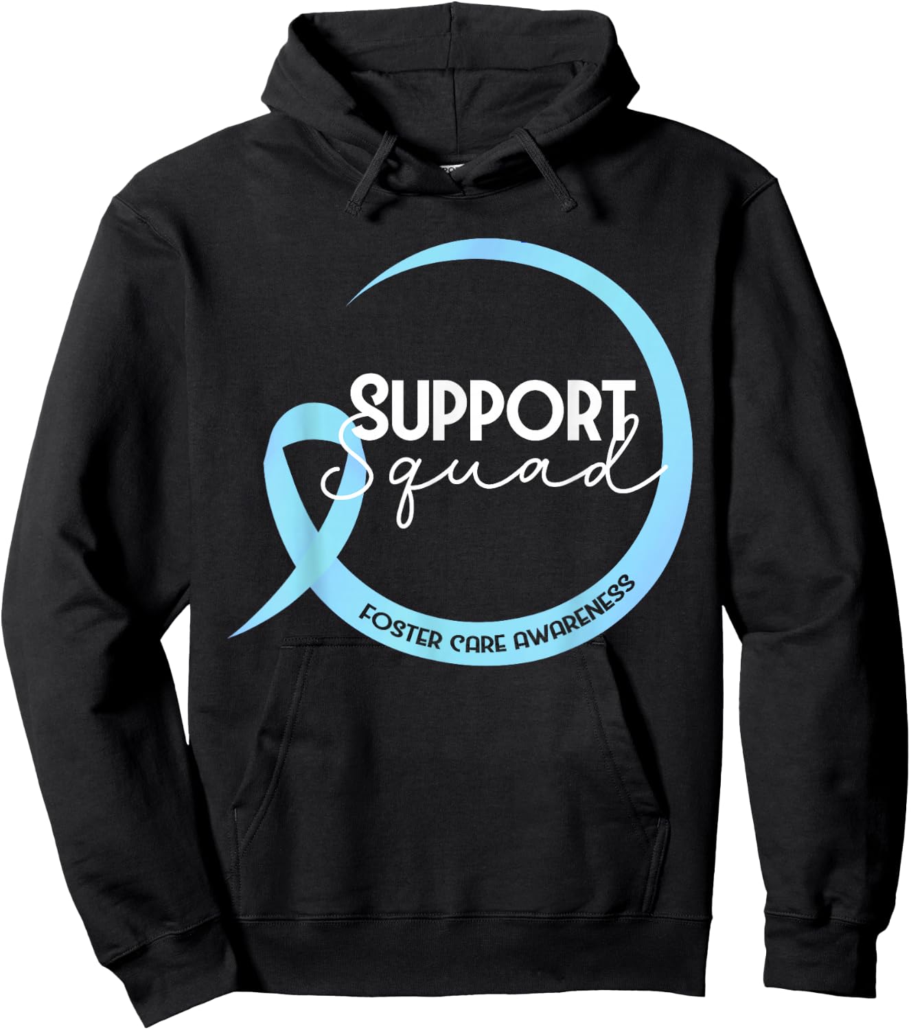 Foster Care Awareness Blue Ribbon Support Squad Hoodie - Hoodie | Black