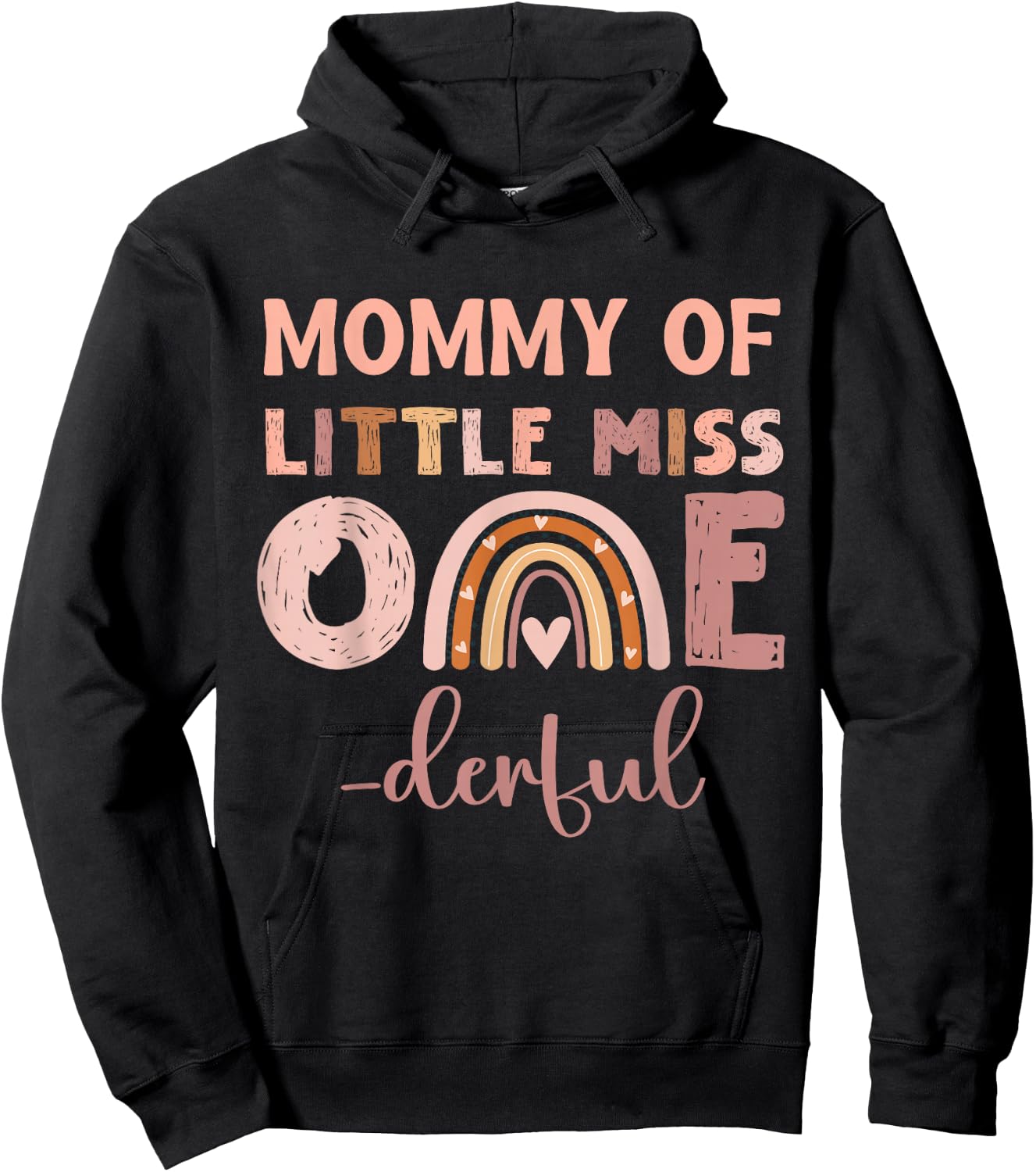 Boho Mommy of Miss Onederful 1st Birthday Girl Cute Small Hoodie - Hoodie | Black