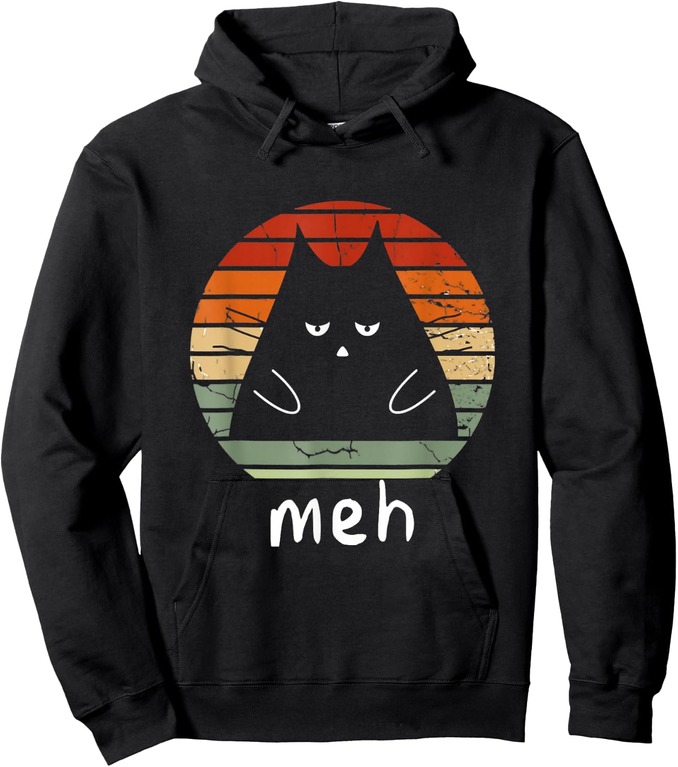 Vintage Black Cat Shirt Meh Cat Meow Kitty Cat Lover Men Women Hoodie - Hoodie | Black