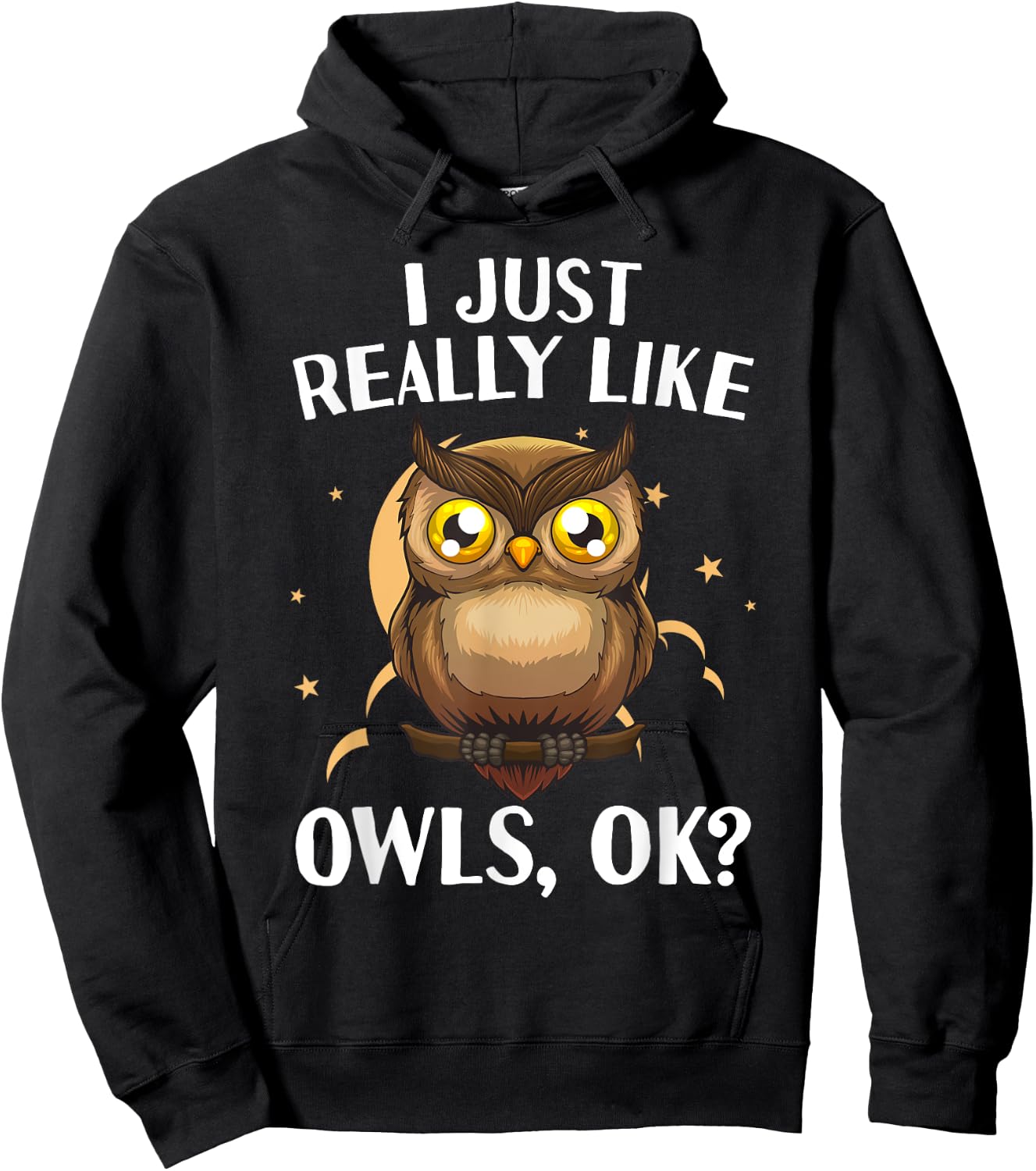 Cute Owl Design Women Kids Nocturnal Bird Owl Lover Hoodie - Hoodie | Black