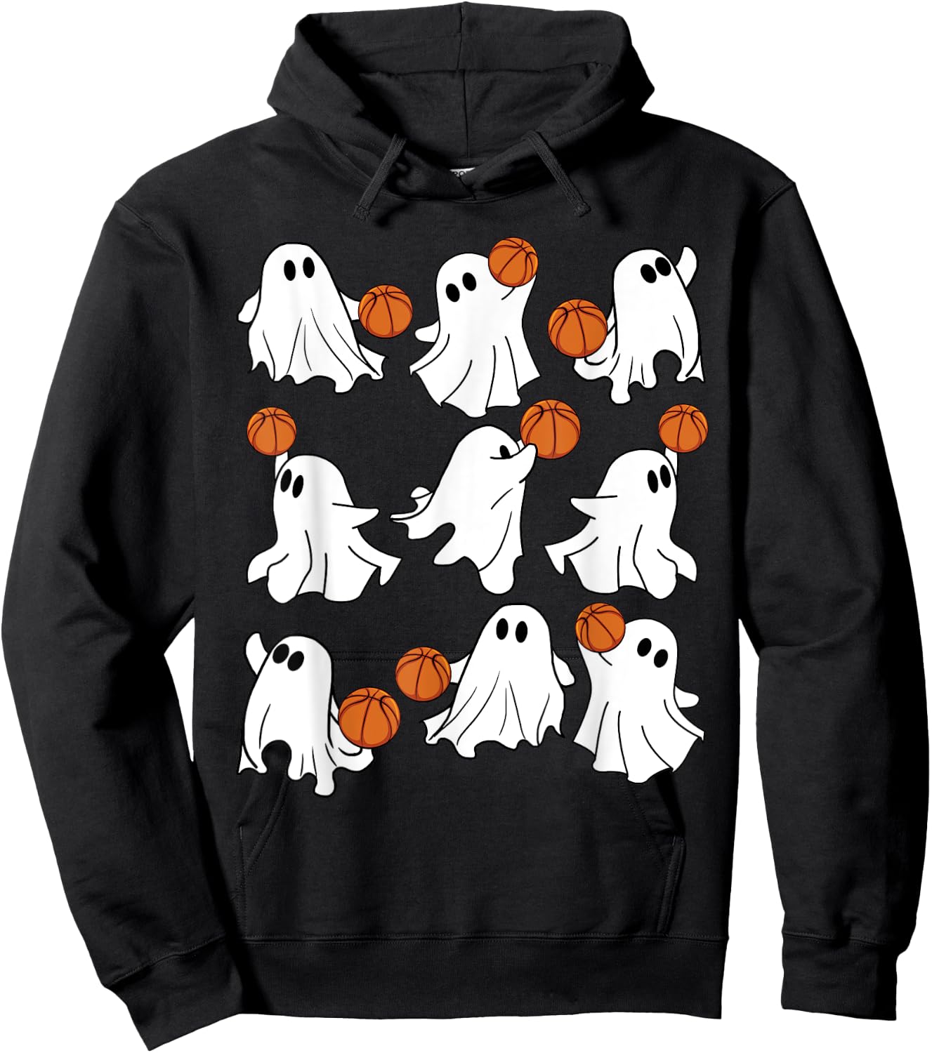 Boo Ghost Halloween Basketball Happy Halloween Basketball Hoodie - Hoodie | Black