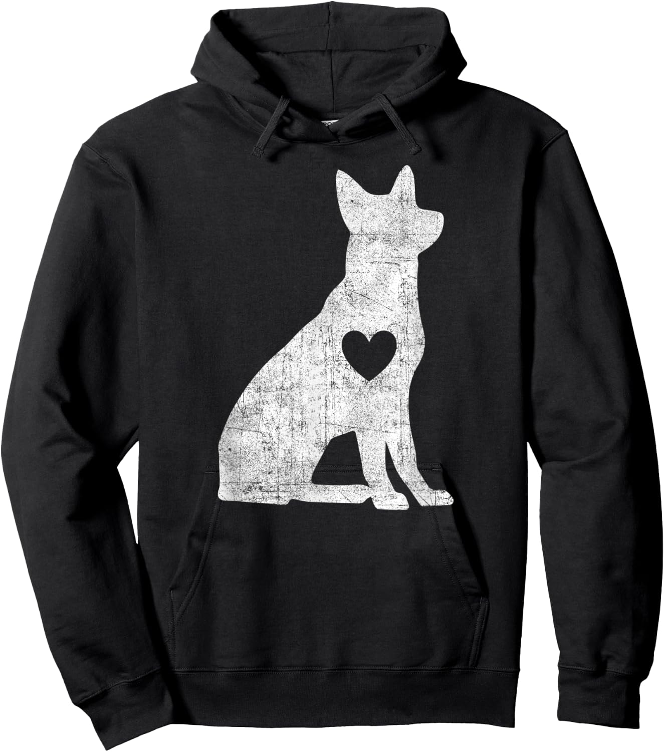 Vintage German Shepherd Heart Silhouette Dog Puppy Retro Hoodie - Hoodie | Black