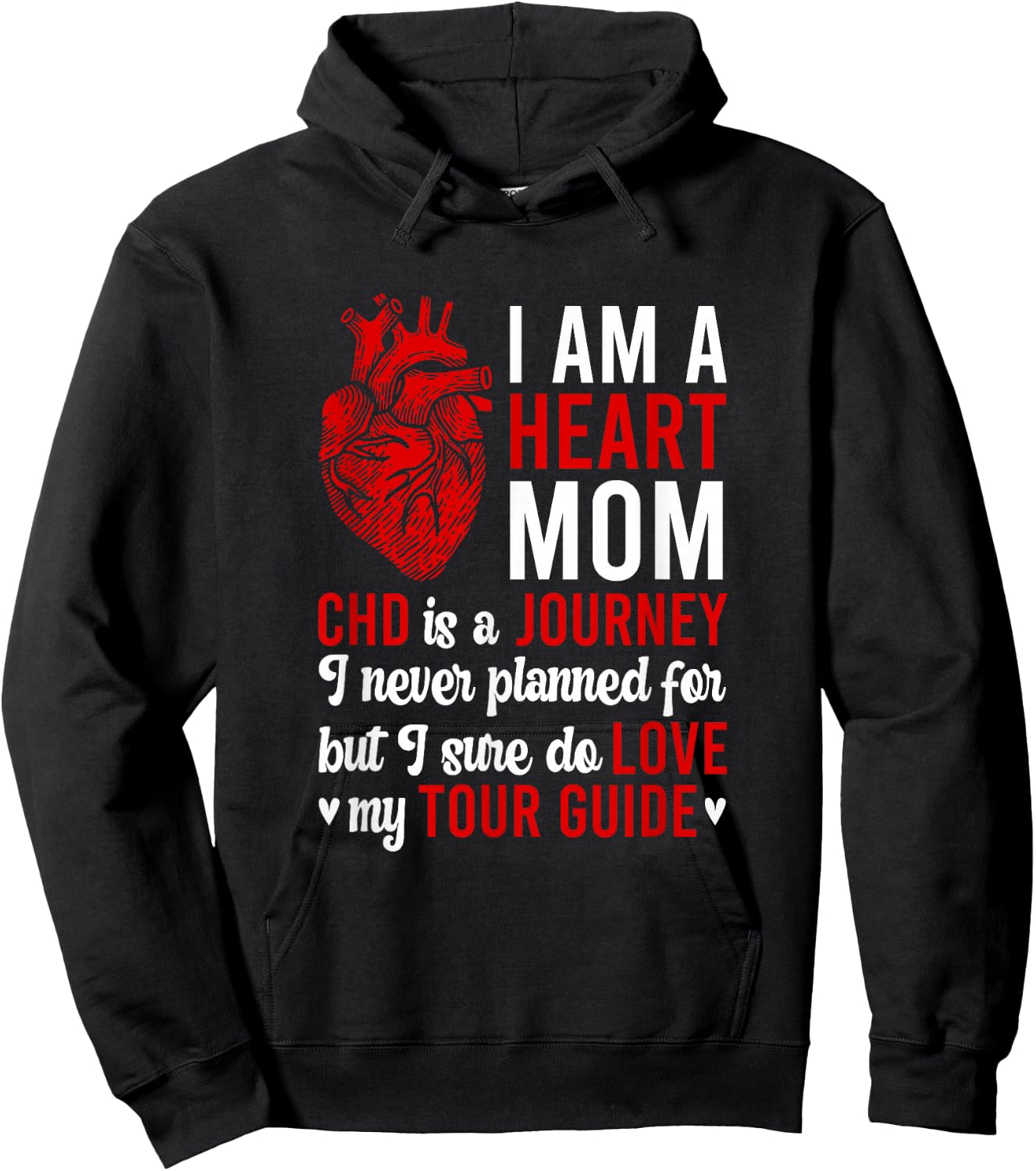 Heart Mom CHD Warrior Mother Congenital Heart Disease Mom Hoodie - Hoodie | Black