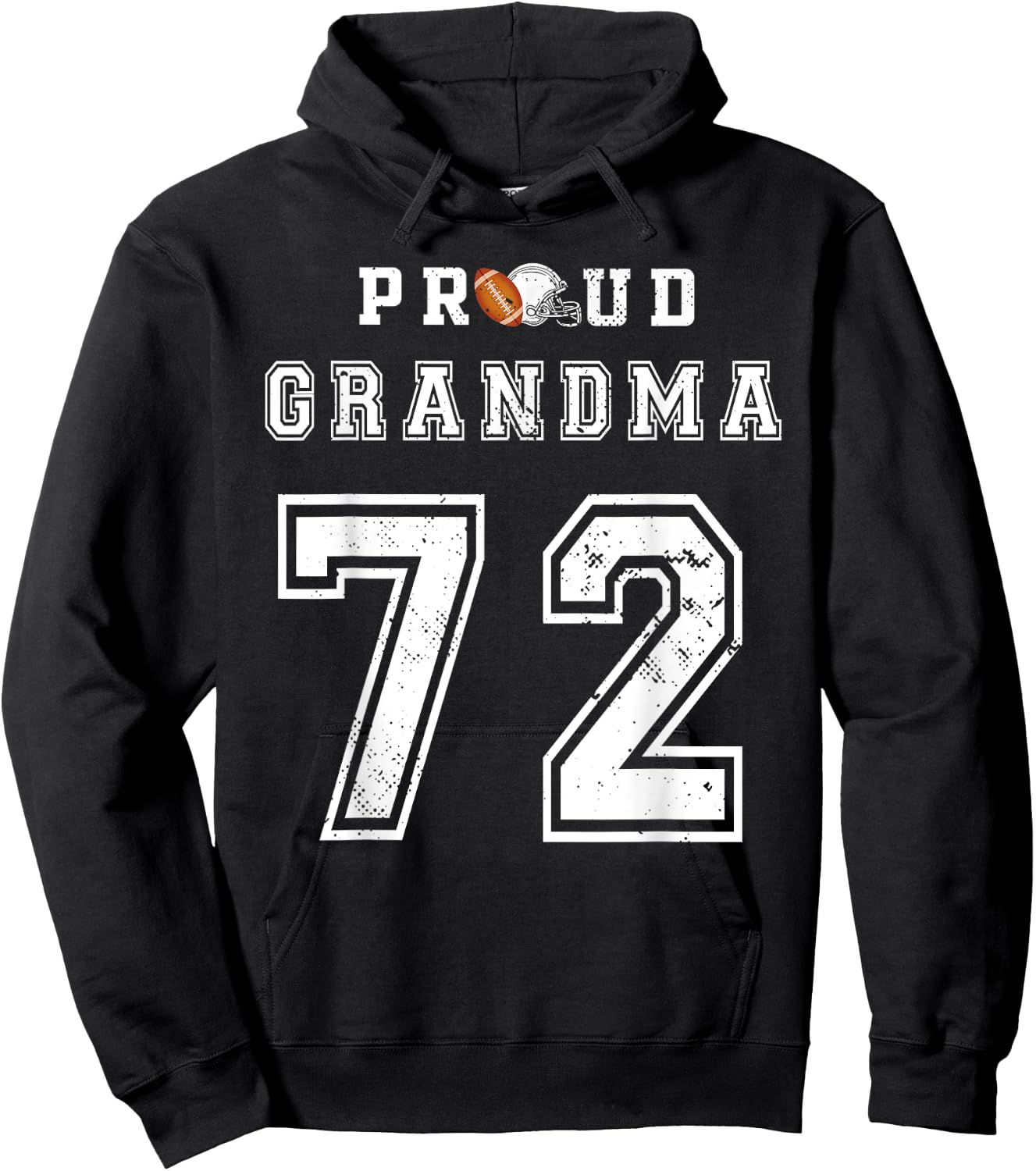 Custom Proud Football Grandma Number 72 Personalized Hoodie - Hoodie | Black