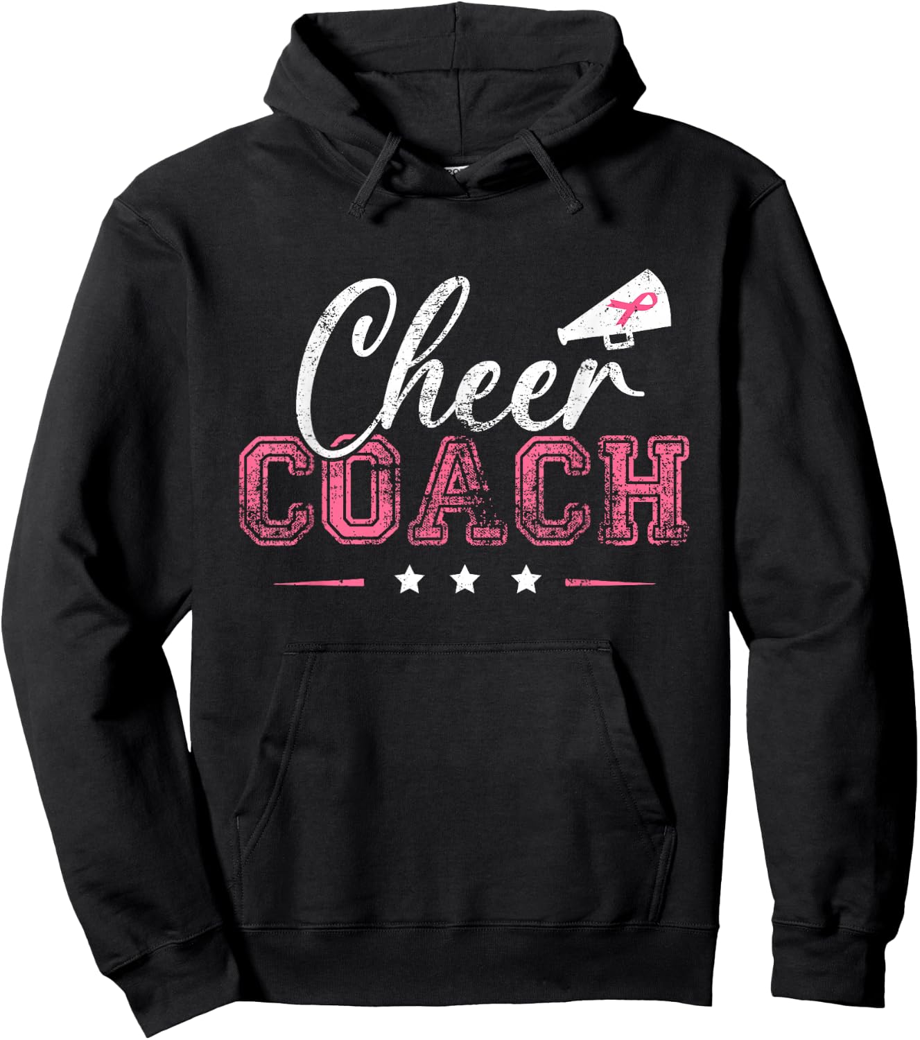 Football Cheer Coach Pink Ribbon Breast Cancer Awareness Hoodie - Hoodie | Black