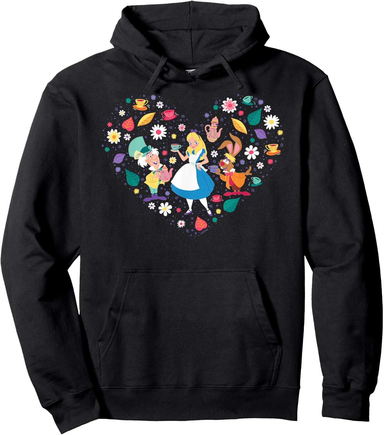 Disney Alice in Wonderland Tea Party Heart Valentine's Day Hoodie - Hoodie | Black
