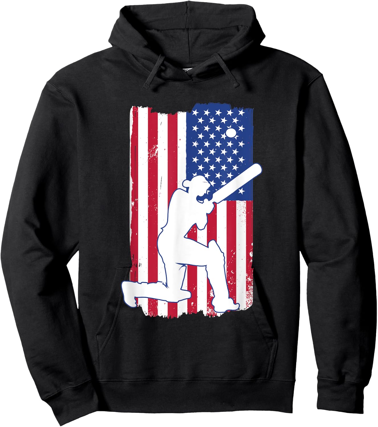 Cricket Player Cricket USA Team Coach American Flag Hoodie - Hoodie | Black