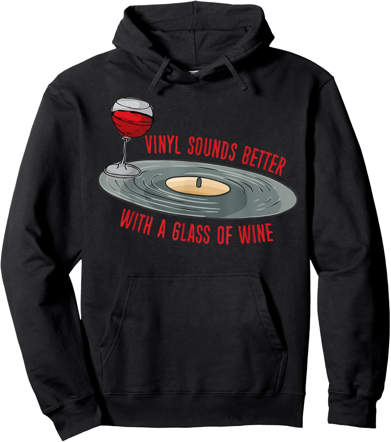 Vinyl Records Lover Retro Music Vinyl Collectors Wine Lover Hoodie - Hoodie | Black