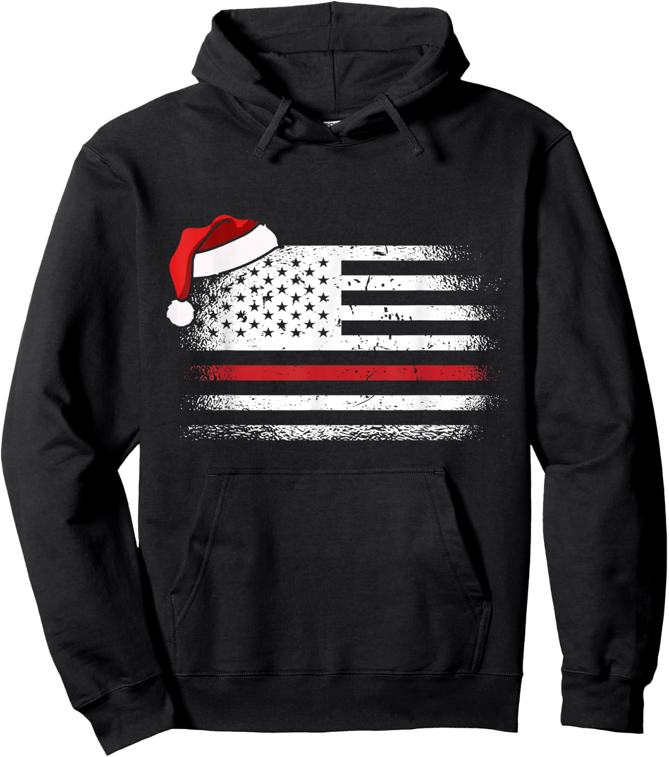American Flag Firefighter Christmas Pajama Cool Xmas Fireman Hoodie - Hoodie | Black