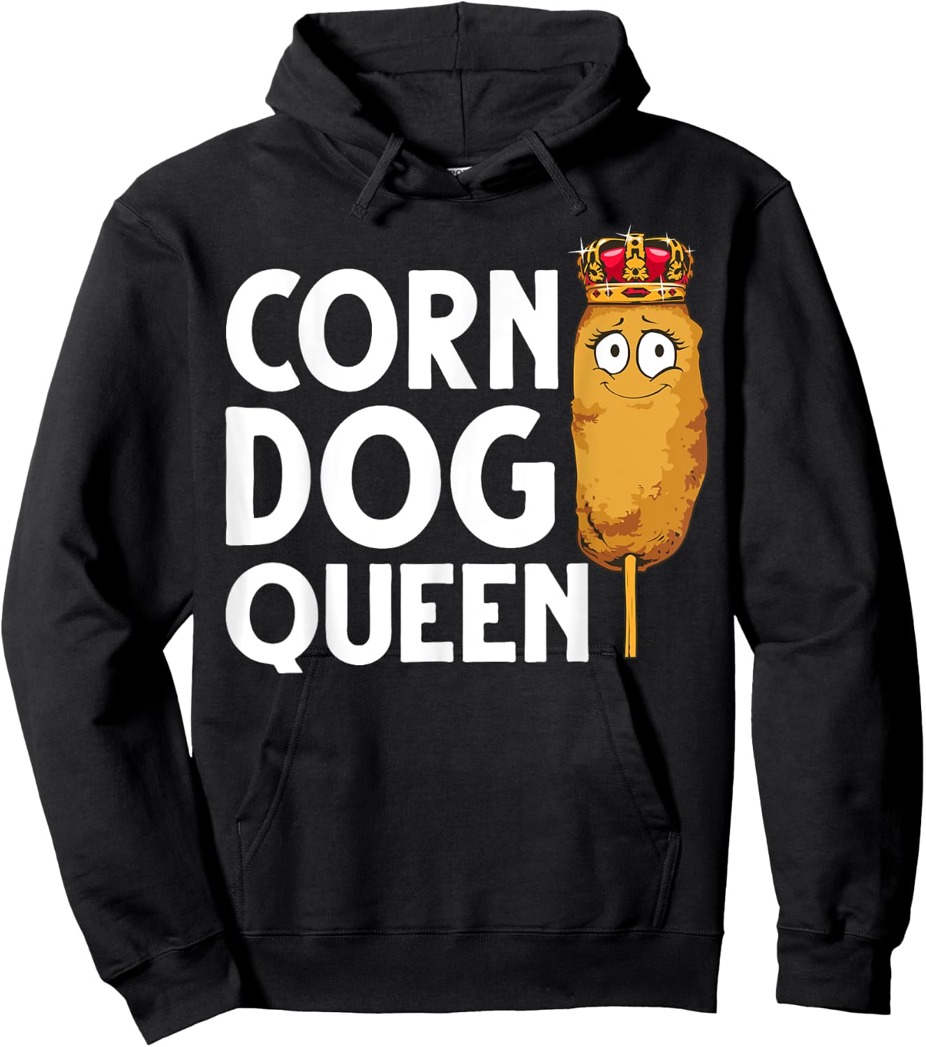 Funny Corn Dog Gift Kids Women Queen Hotdog Sausage Foodie Hoodie - Hoodie | Black
