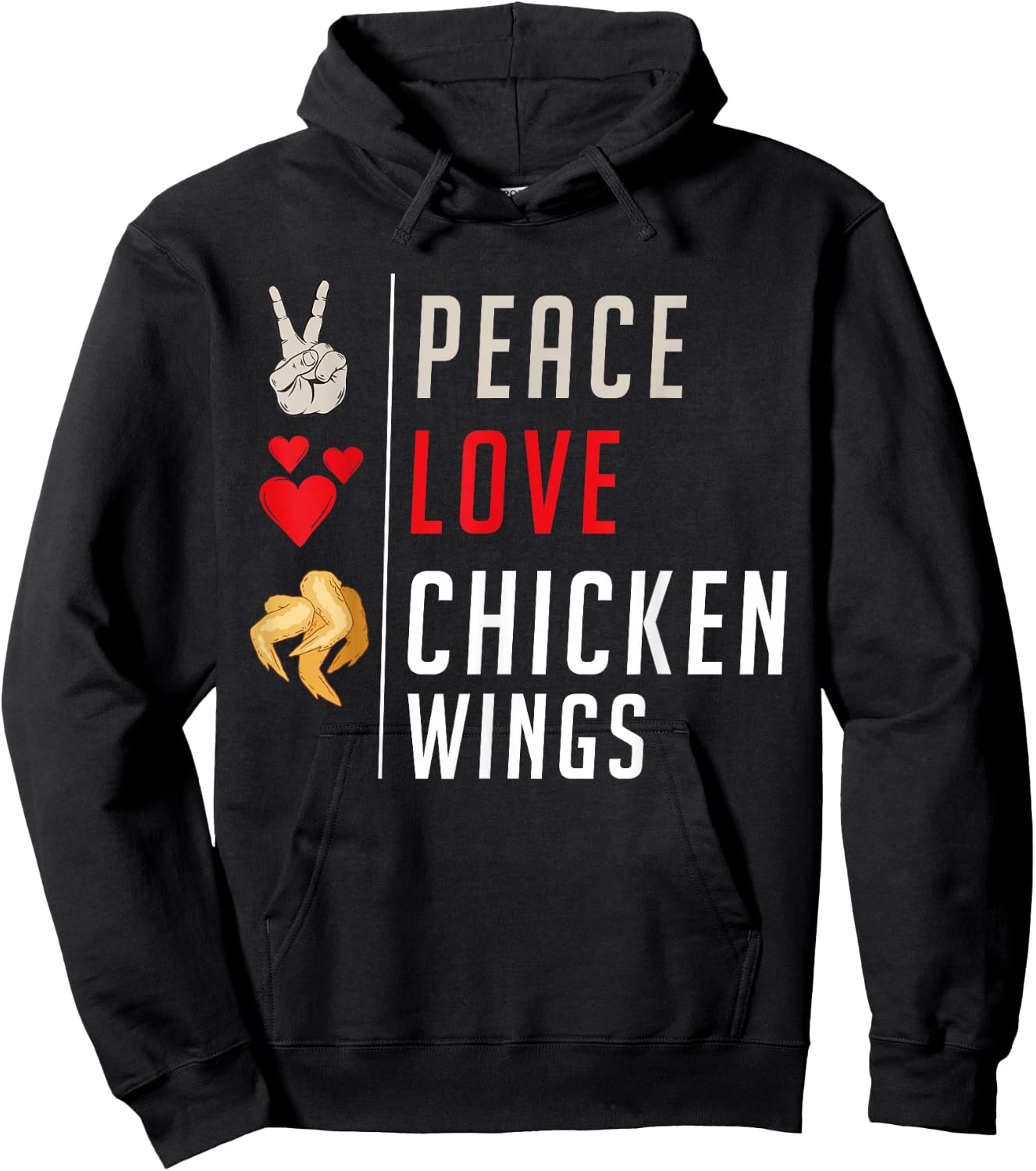 Peace Love Chicken Wings Hoodie - Hoodie | Black