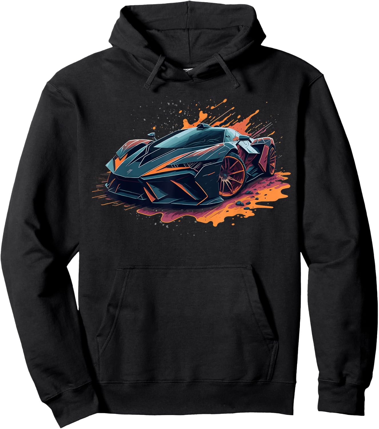 Supercar Exotic Sports Car Concept Poster Style Boys Graphic Hoodie - Hoodie | Black