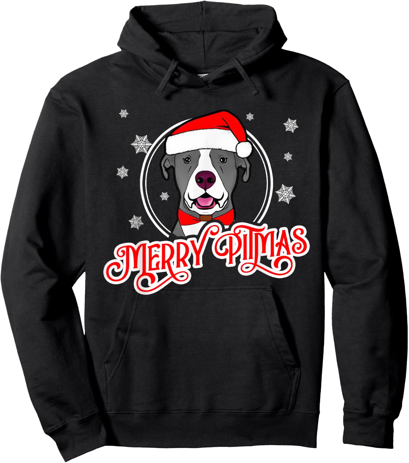 Pit Bull Christmas Merry Pitmas Hoodie - Hoodie | Black