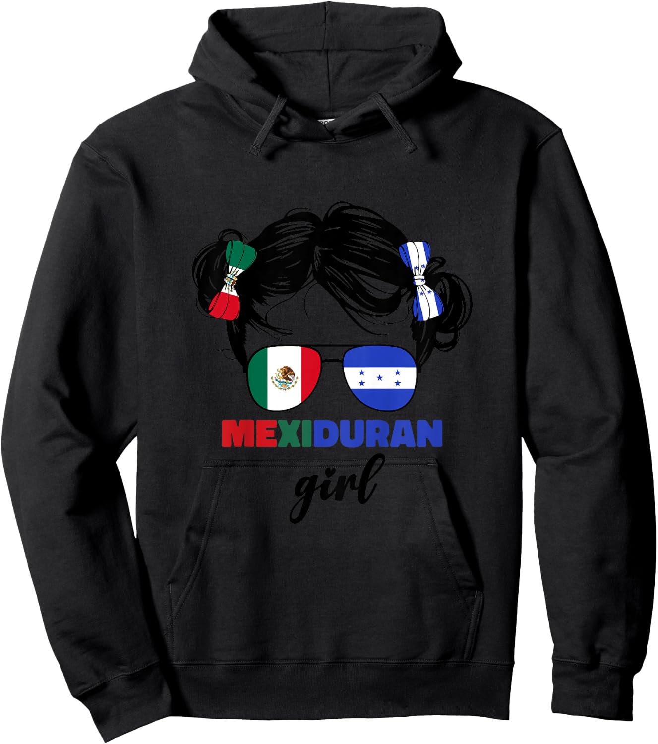 Half Mexican And Honduran Mexico Honduras Flag Girls Kids Hoodie - Hoodie | Black