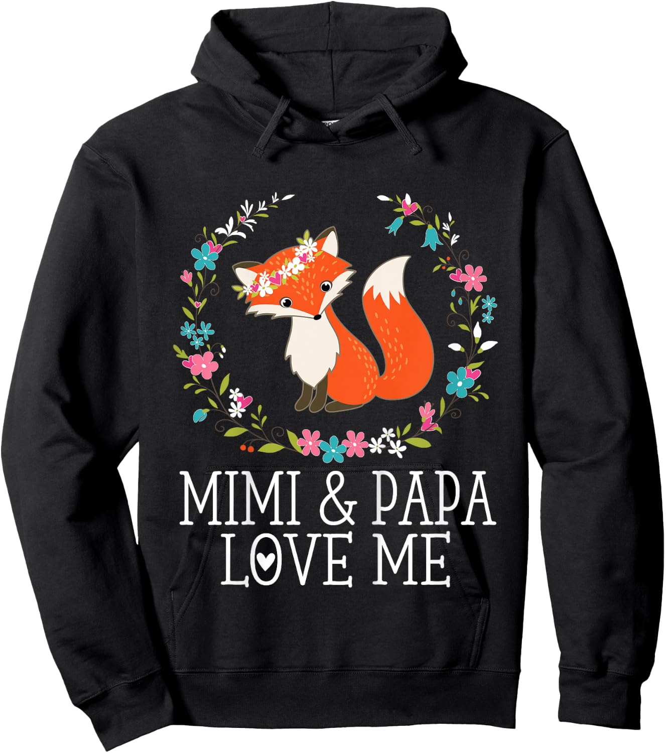 Mimi and Papa Love Me Granddaughter with Fox Hoodie - Hoodie | Black