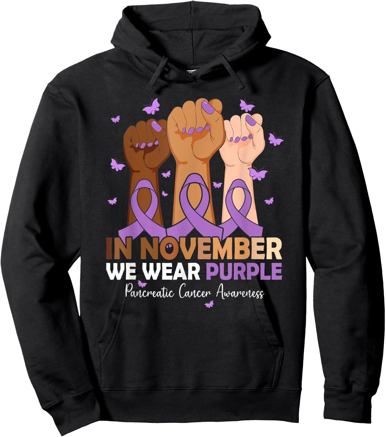 In November We Wear Purple Pancreatic Cancer Awareness Hoodie - Hoodie | Black
