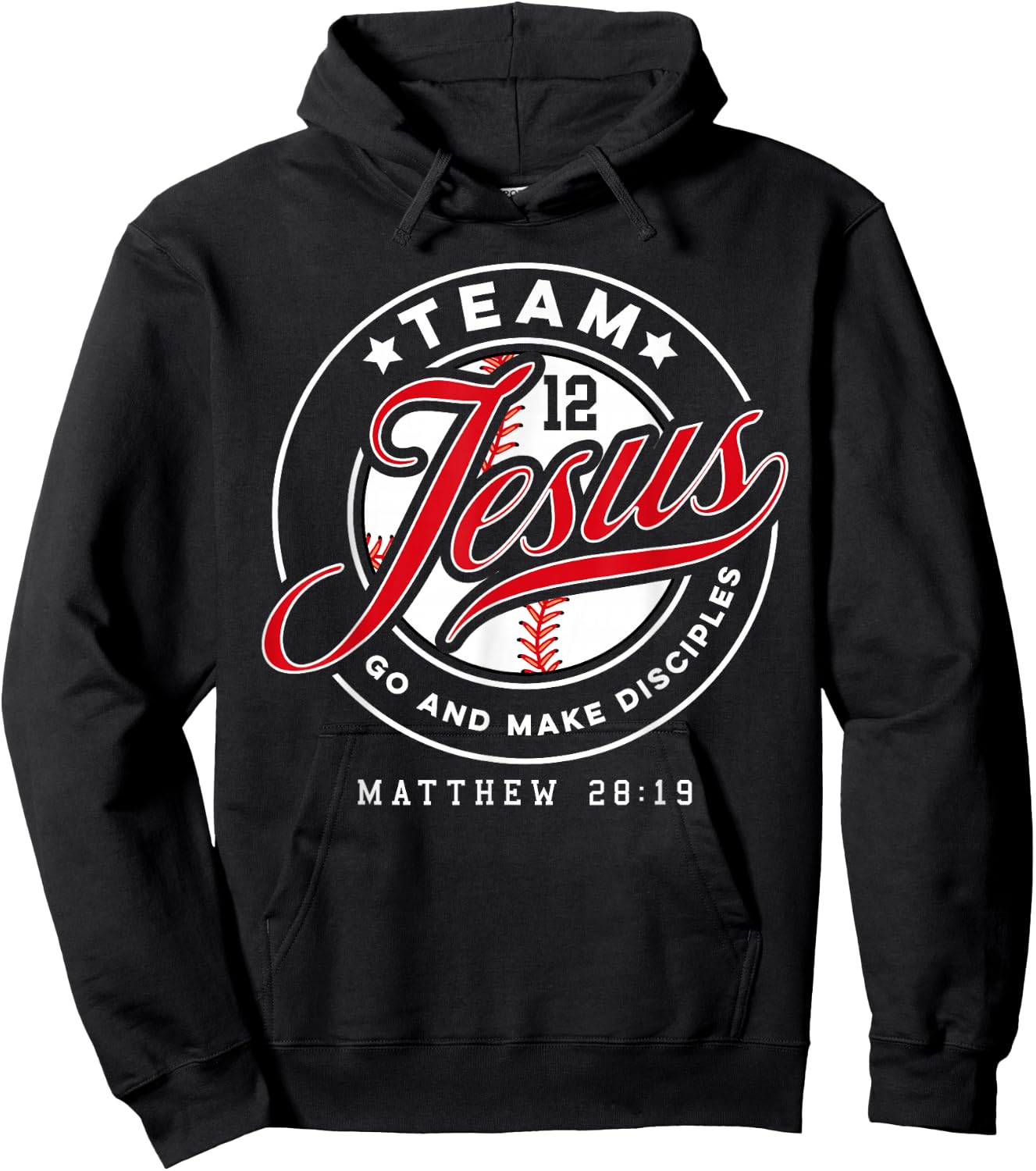 Jesus and Baseball Team Jesus Christian Matthew 28:19 Verse Hoodie - Hoodie | Black