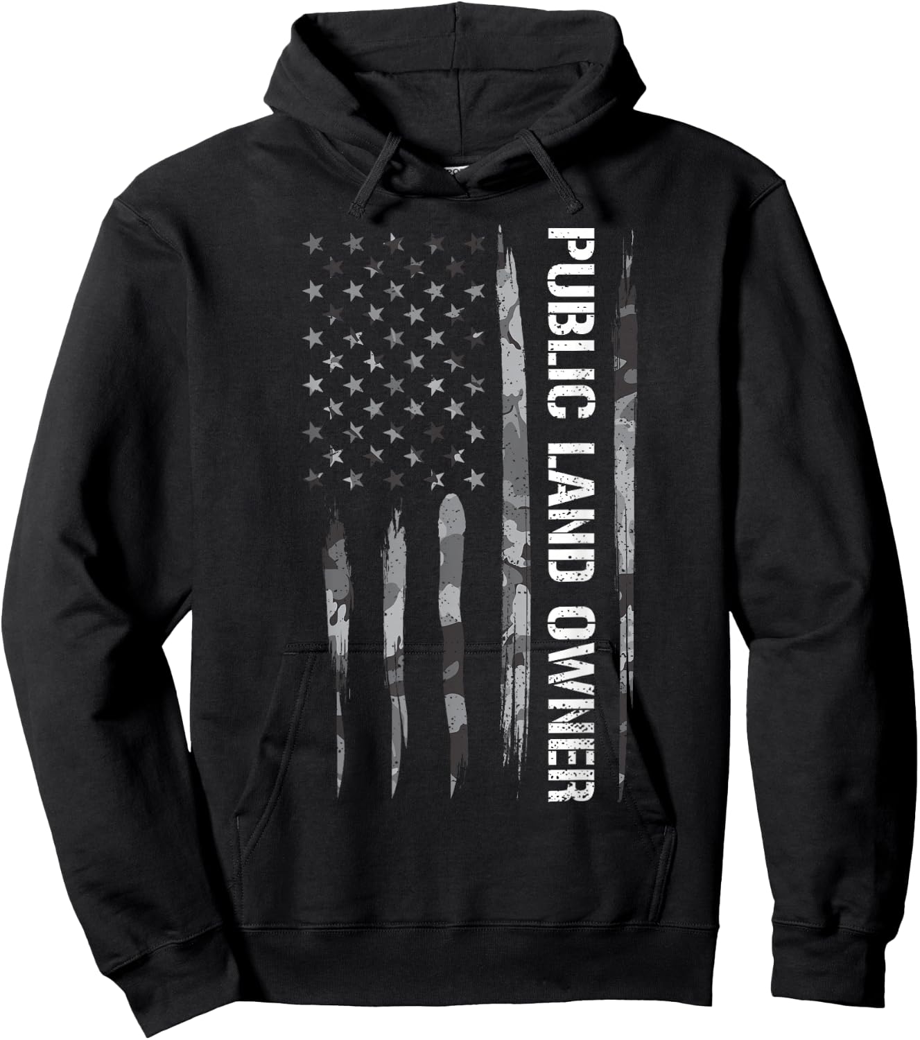 DesignsByJnk5 USA Public Land Owner American Flag - -Adults, -Kids, Black, Small, Short Sleeve Hoodie - Hoodie | Black