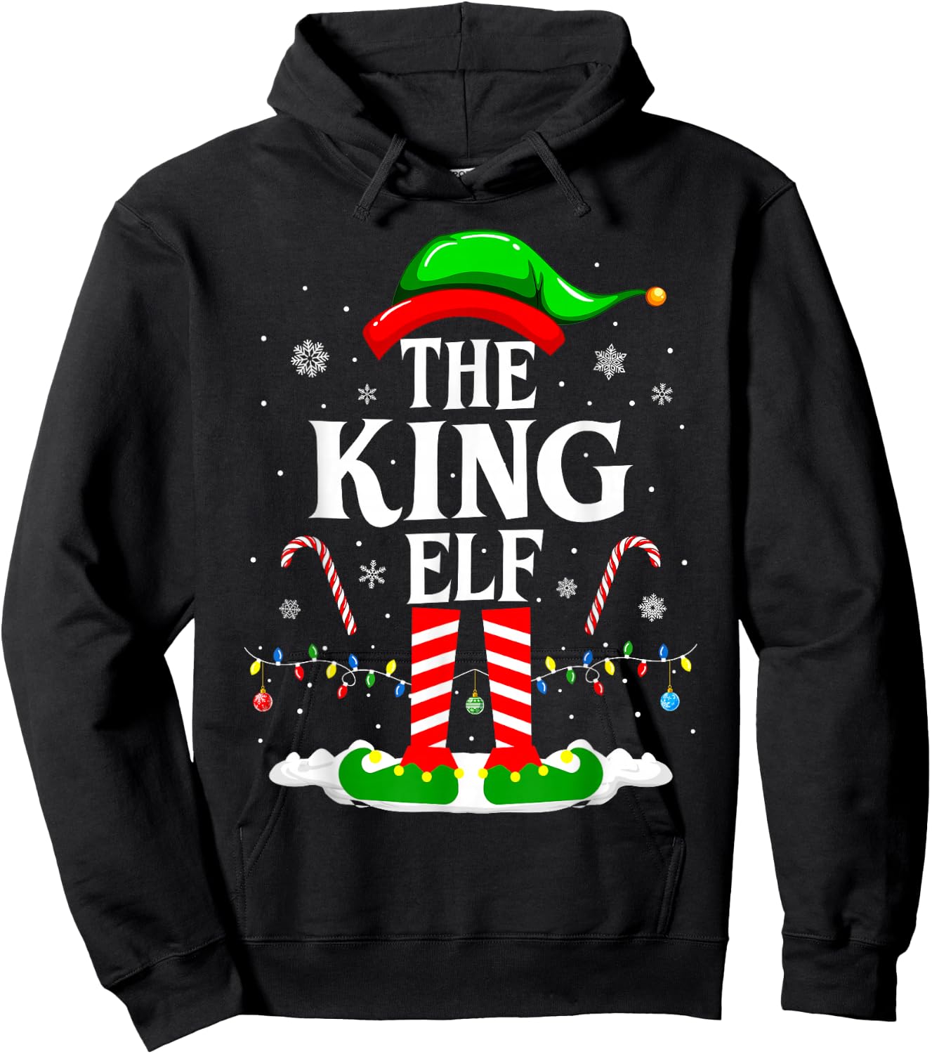 The King Elf Funny Xmas Matching Family Christmas Party Hoodie - Hoodie | Black