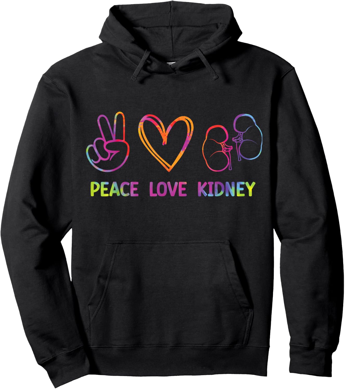 Tie Dye Kidney Transplant Organ Recipient Survivor Donor Hoodie - Hoodie | Black