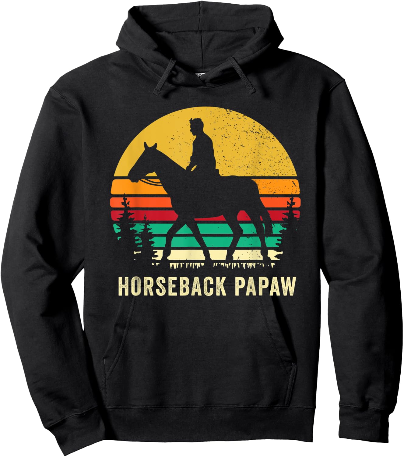 Horseback Rider Papaw Horse Riding Horse Back Grandfather Hoodie - Hoodie | Black
