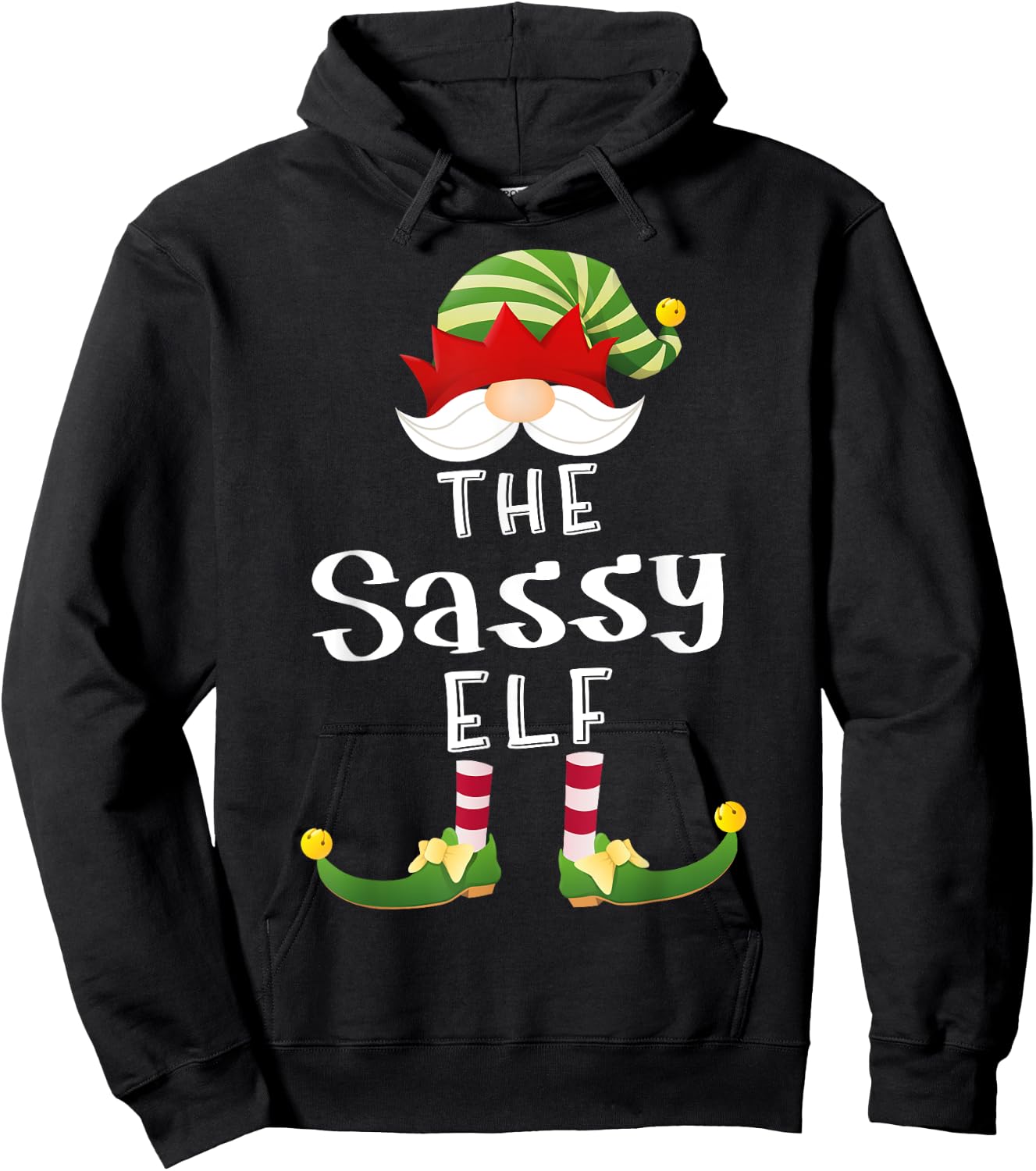 Sassy Elf Group Christmas Funny Pajama Party Hoodie - Hoodie | Black