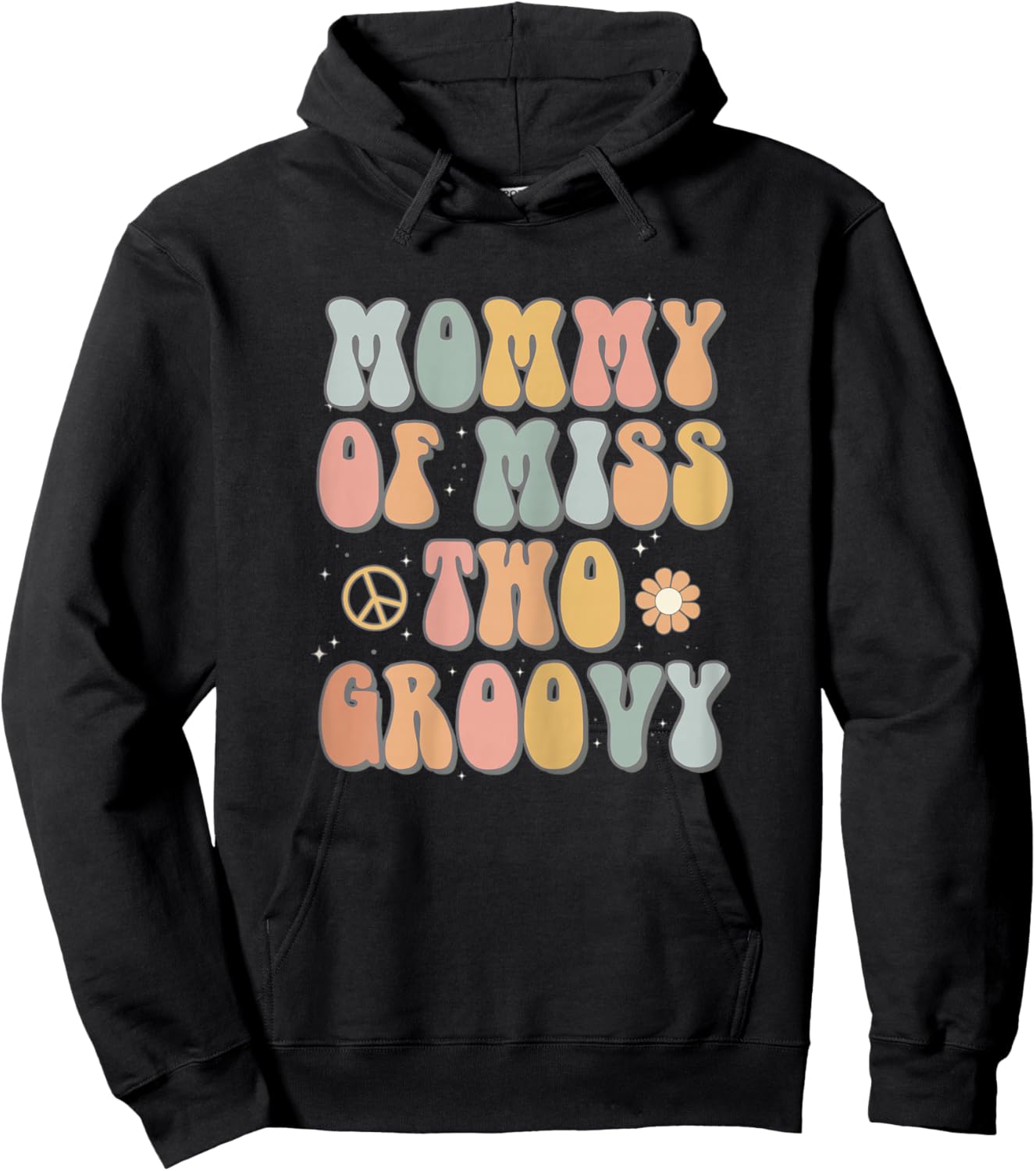 Mommy Mom Two Groovy Second Birthday Retro 2nd Bday Party Hoodie - Hoodie | Black