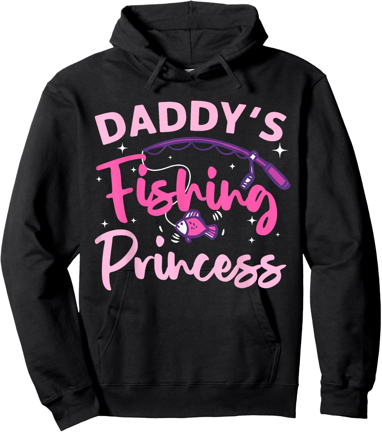 Best Fishing Girls Kids Bass Fisher Princess Fish Hoodie - Hoodie | Black