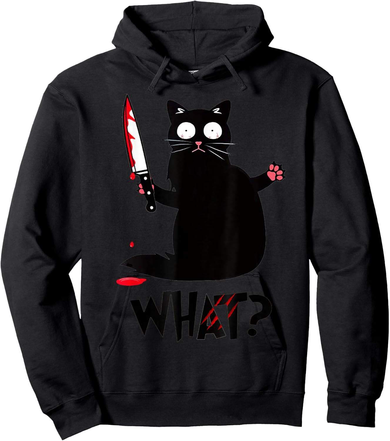 Funny Black Cat Murderous Knife Hoodie - Hoodie | Black