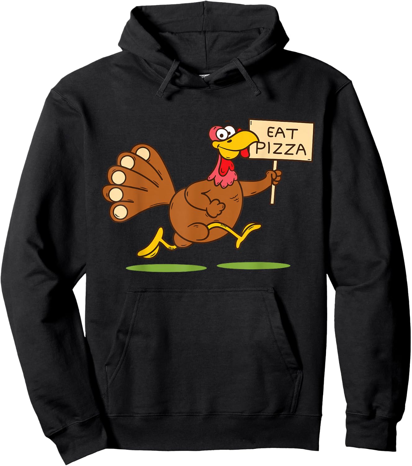 Turkey Eat Pizza Men Kids Vegan Funny Thanksgiving Family Hoodie - Hoodie | Black