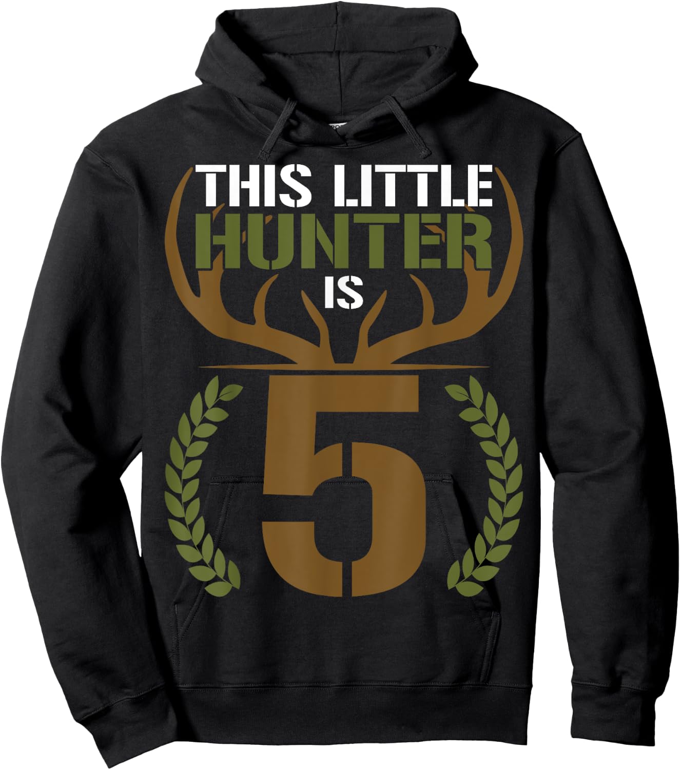 This Little Hunter is 5 Years Old 5th Birthday Deer Hunter Hoodie - Hoodie | Black