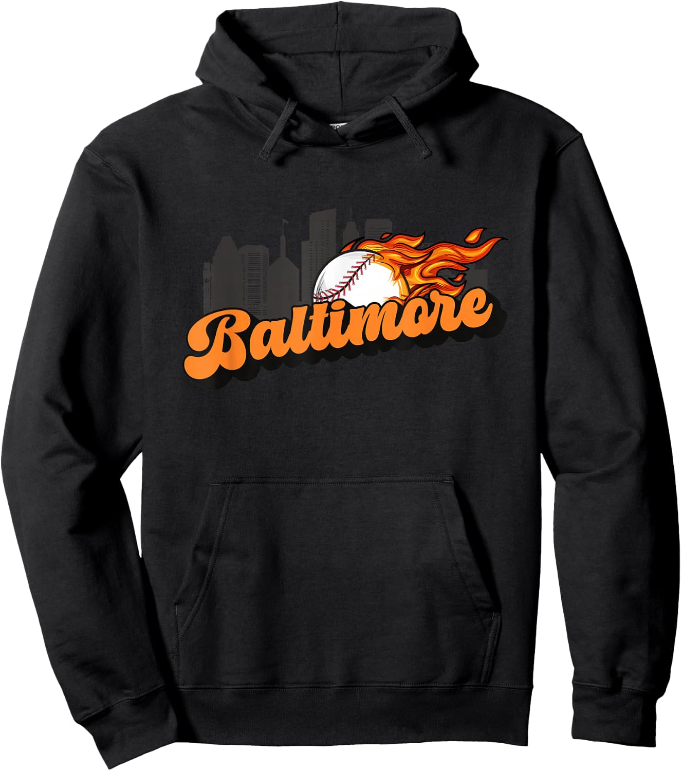 Baltimore Baseball Vintage City Skyline Retro Baseball Lover Hoodie - Hoodie | Black