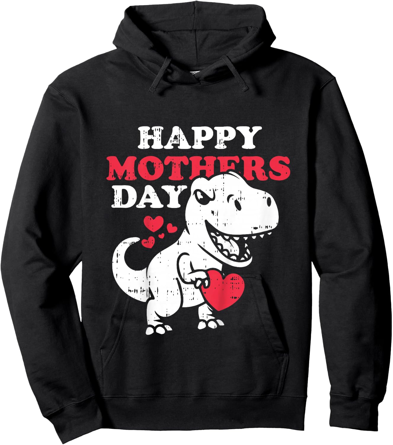 Kids Happy Mothers Day Cute T Rex Dinosaur Son Toddler Boys Hoodie - Hoodie | Black