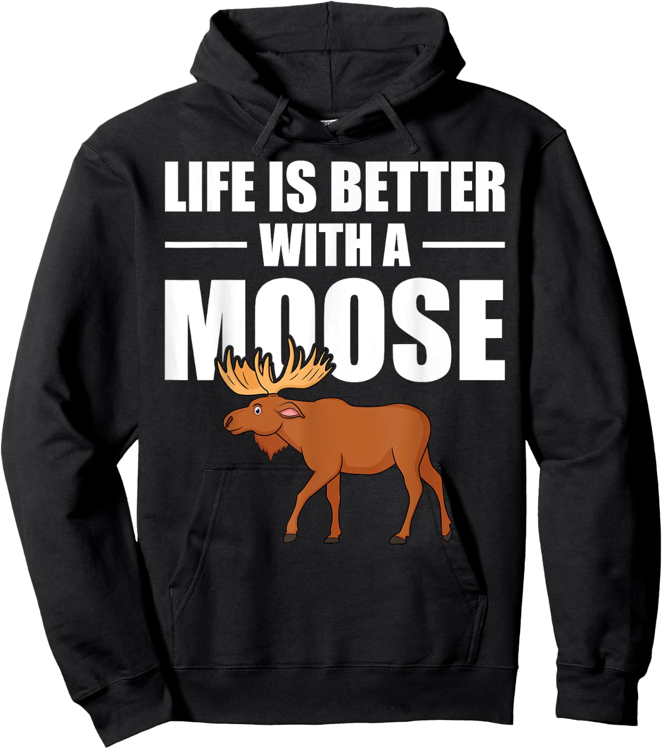 Funny Moose Design Women Boys Mammal Animal Apparel , Black Hoodie - Hoodie | Black