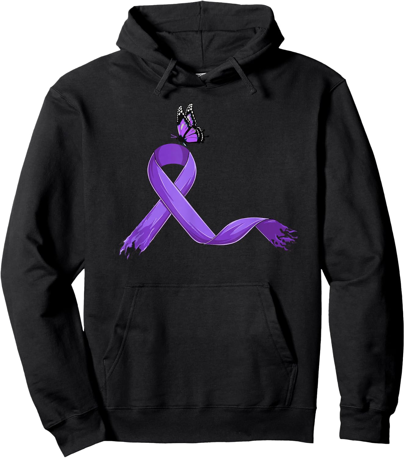 Fibromyalgia Gifts & Accessories Cute Modern Ribbon Black Short Sleeve - Small - Fibromyalgia Awareness Hoodie - Hoodie | Black