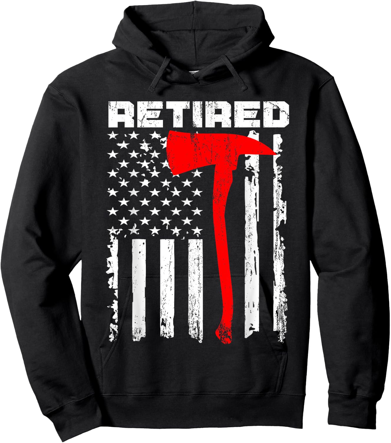 Funny Retired Firefighter USA Flag Fireman Retirement Outfit Hoodie - Hoodie | Black