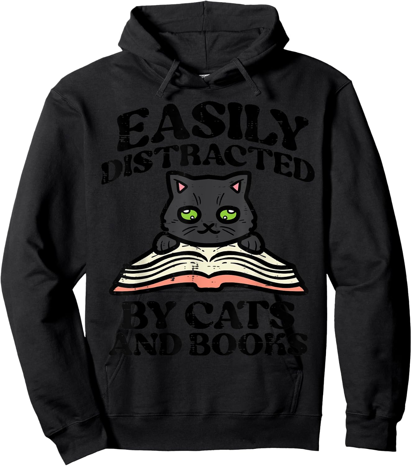 Easily Distracted Cats Books Librarian Women Girls Kids Teen Hoodie - Hoodie | Black