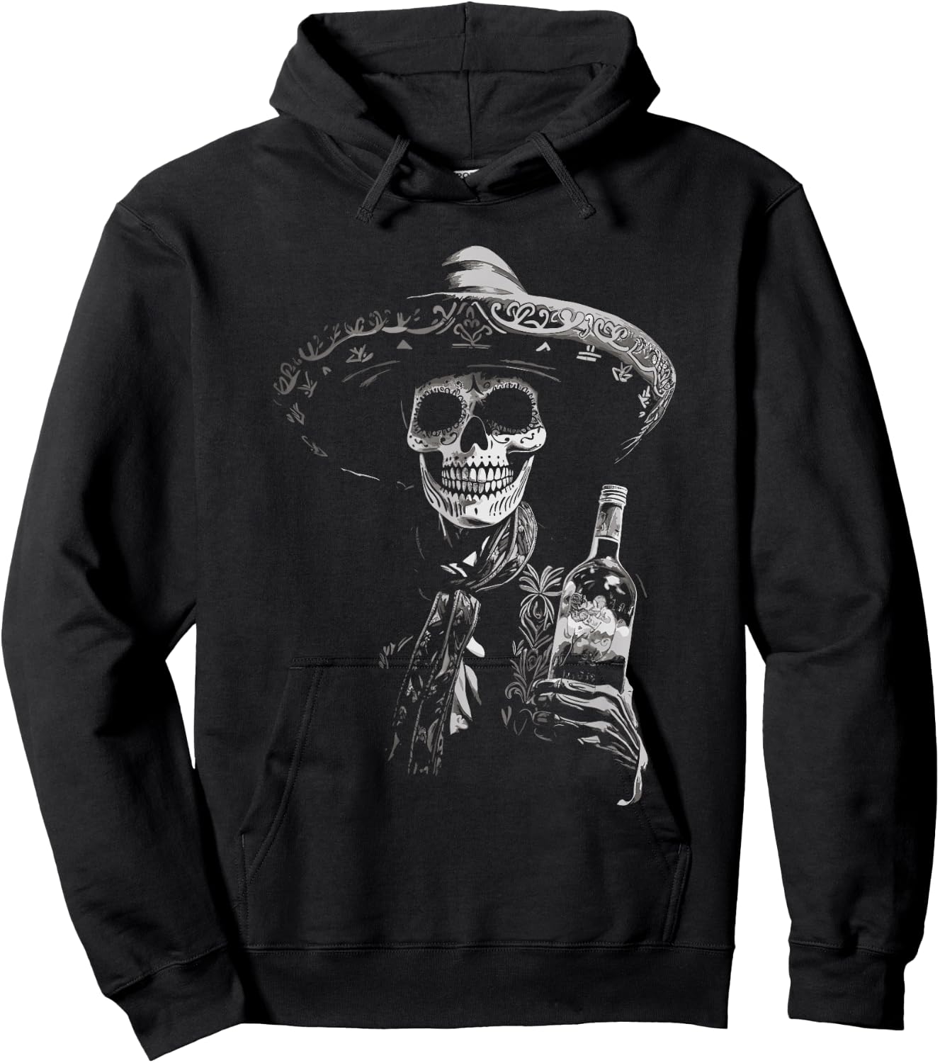 Vintage Skeleton Tequila Mexico Dia De Los Muertos Mexican Hoodie - Hoodie | Black