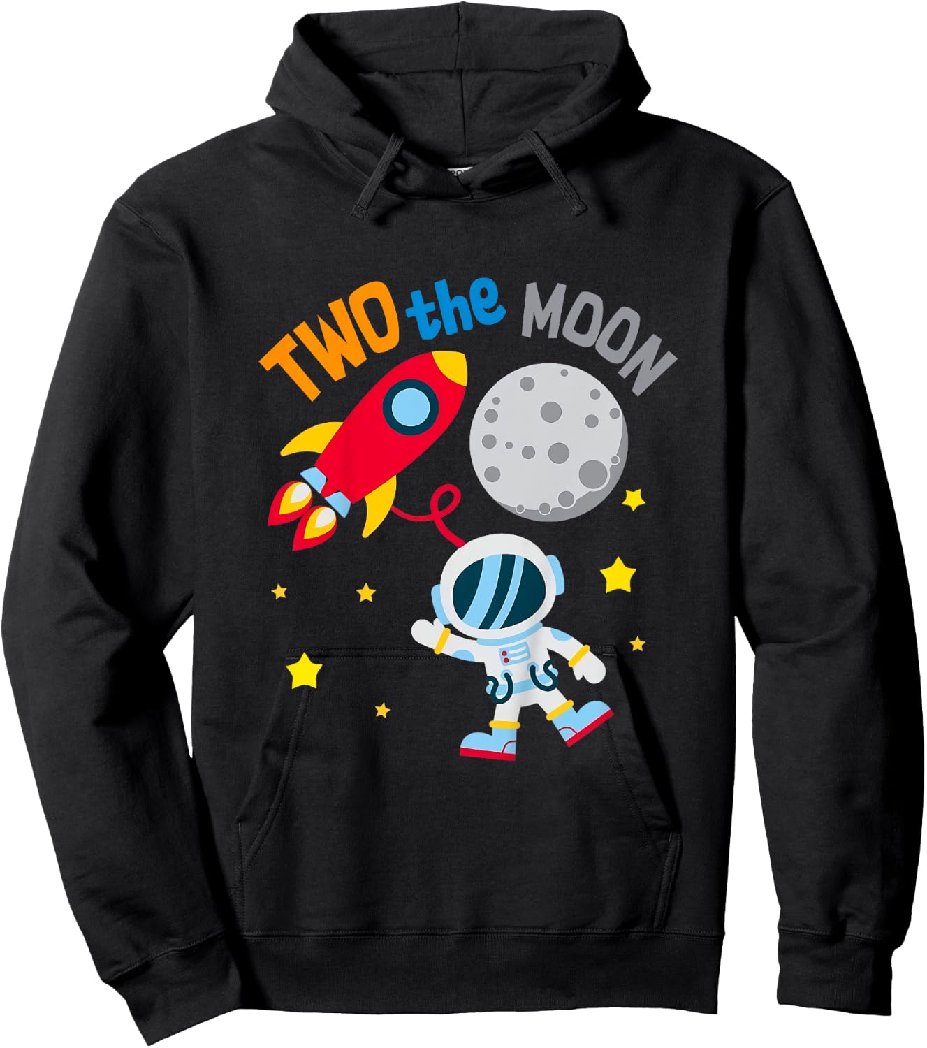 Kids Two The Moon 2nd Birthday Gift 2 Year Old Astronaut Bday Boy Hoodie - Hoodie | Black