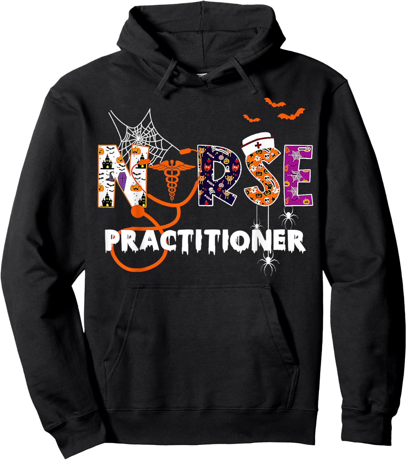 NP Nurse Practitioner Spooky Season Funny Halloween Nursing Hoodie - Hoodie | Black