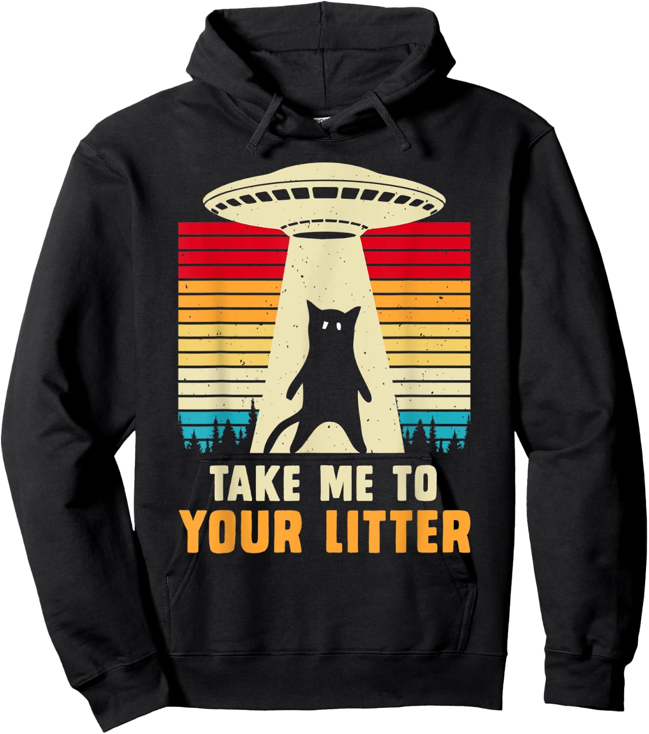 Funny Cat UFO Alien Abduction , I Want To Believe UFO Women Kids Hoodie - Hoodie | Black