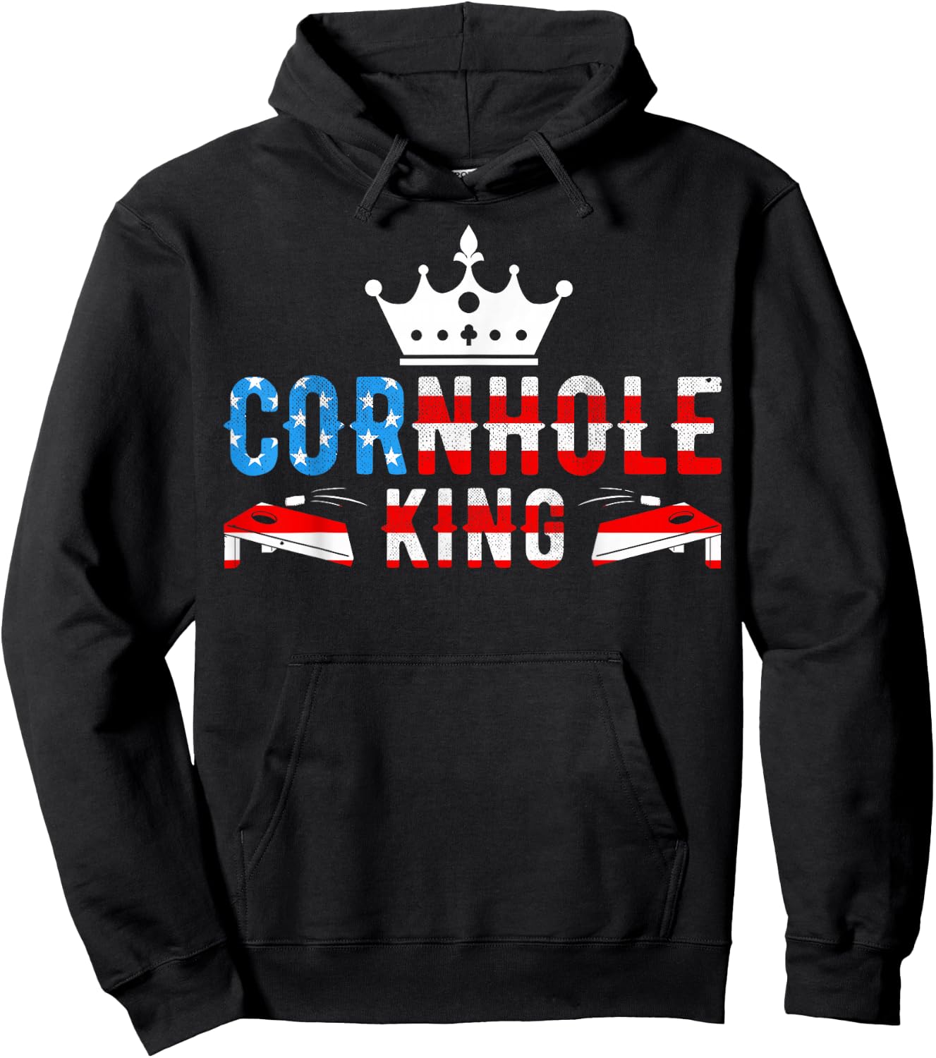Cornhole - American Flag July 4th Patriotic Cornhole King Hoodie - Hoodie | Black