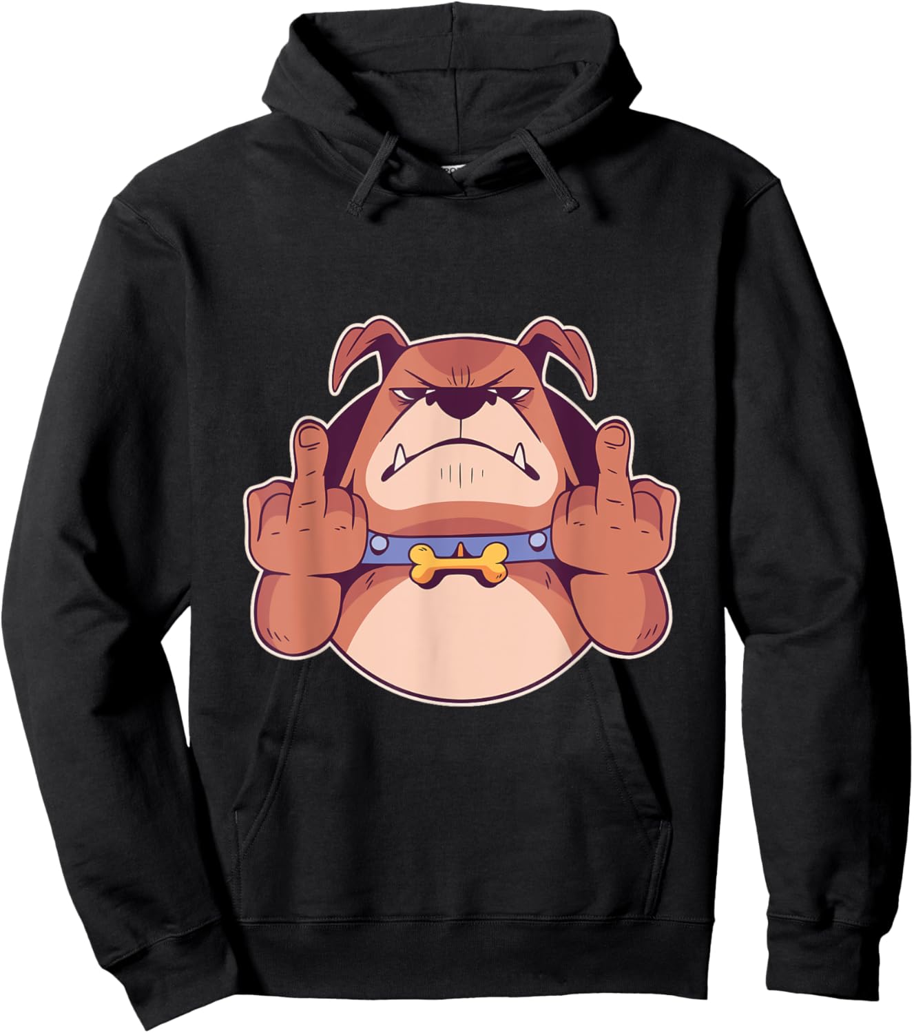 Dog Middle Finger Bulldog Stink Finger Funny Gift Hoodie - Hoodie | Black