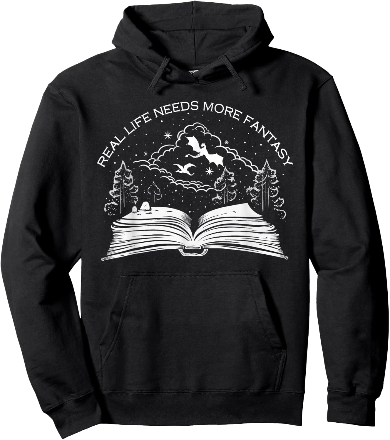 Real Life Needs More Fantasy - Bookworm Hoodie - Hoodie | Black