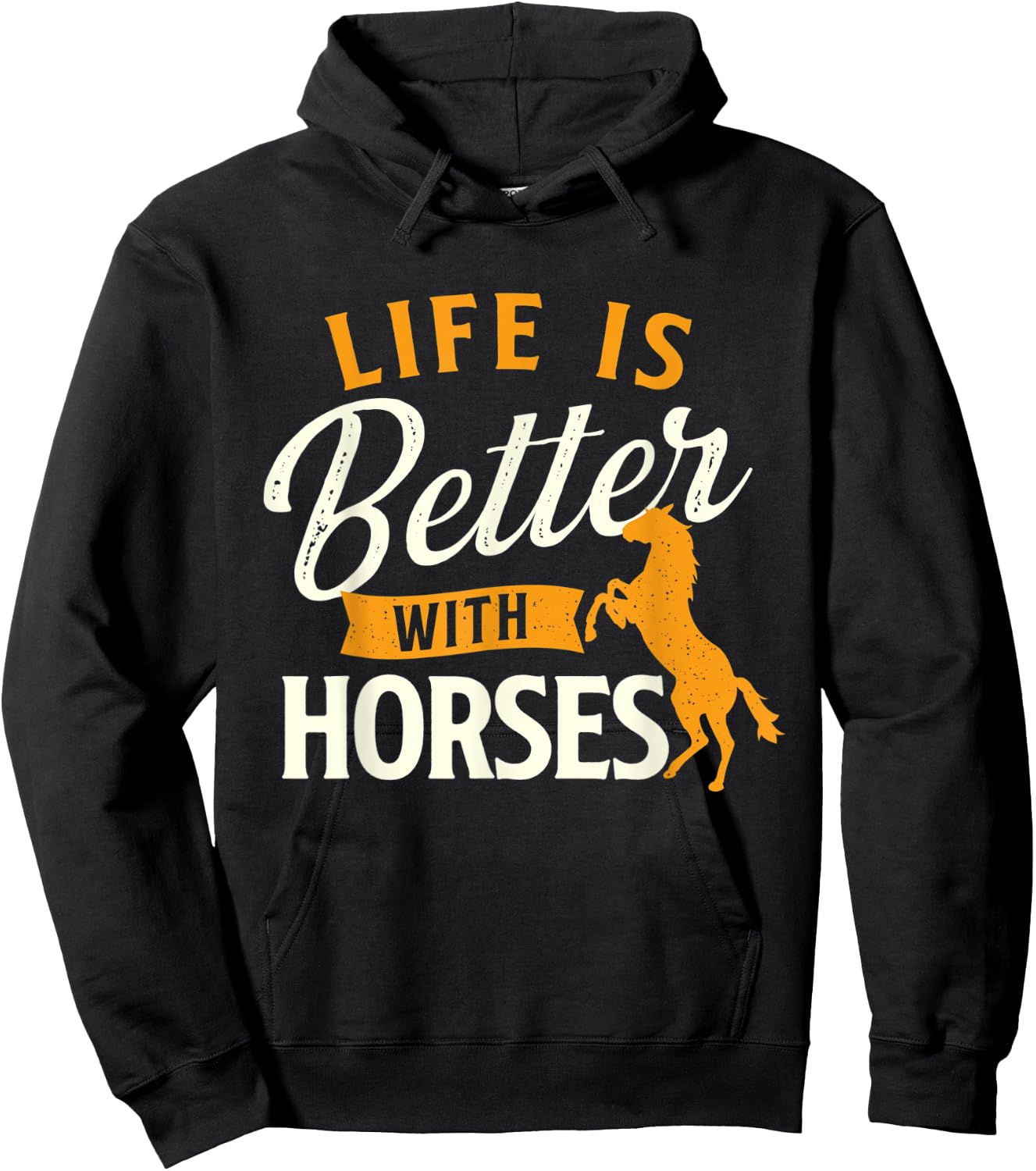 Life Is Better With Horses - Horse Lover Horseman Equestrian Hoodie - Hoodie | Black
