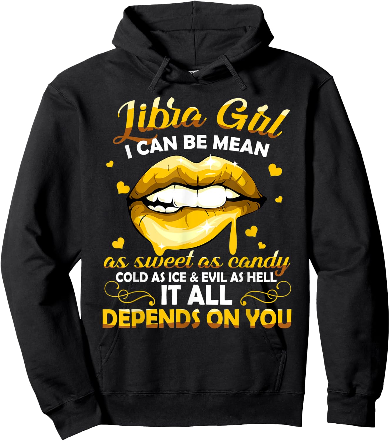 Libra Girl Zodiac Horoscope Birthday Sweet As Candy Lips Hoodie - Hoodie | Black