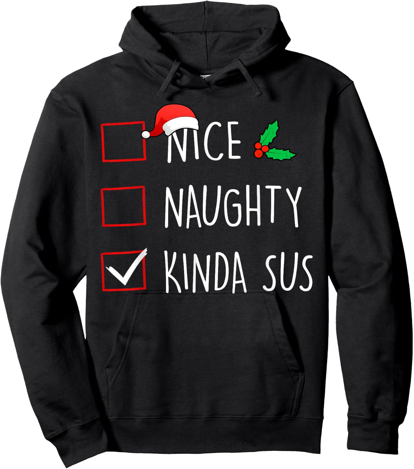 Nice Naughty Kinda Sus Christmas Family Matching Hoodie - Hoodie | Black