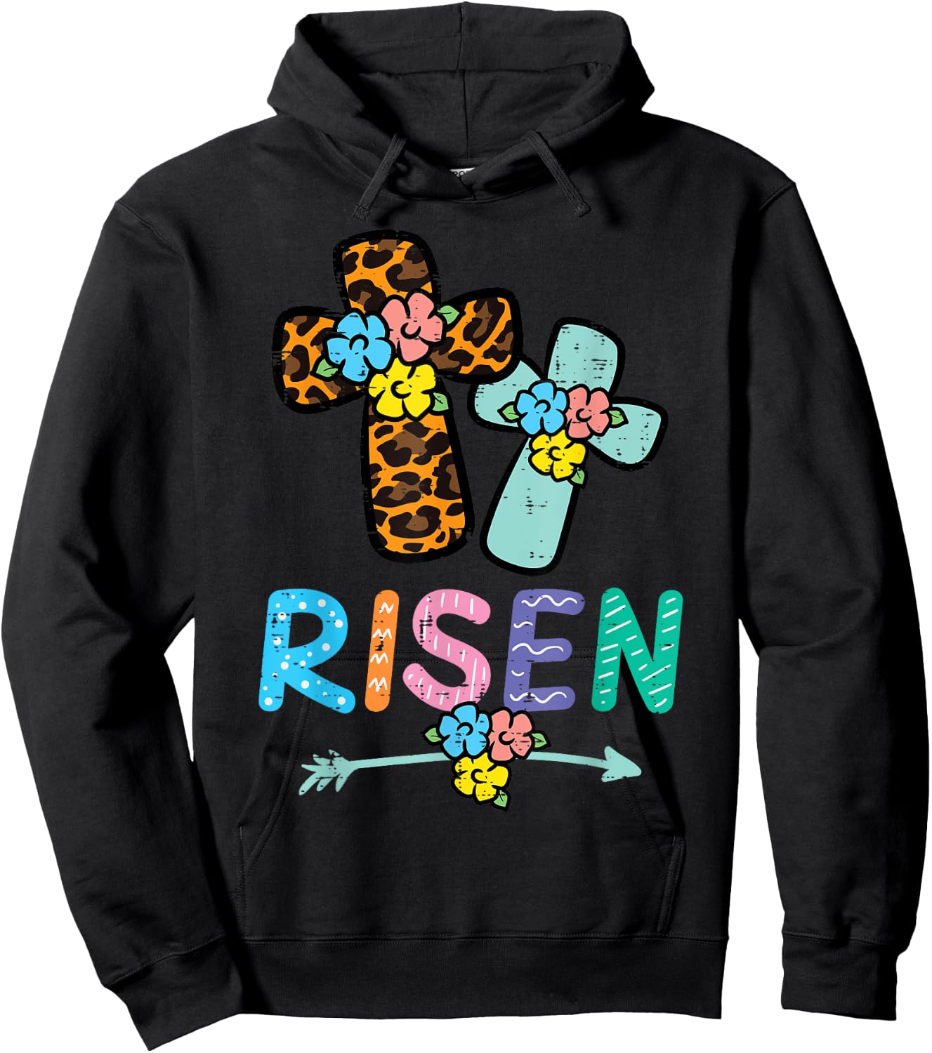 Easter Risen Jesus Cross Christian Women Girls Kids Toddler Hoodie - Hoodie | Black
