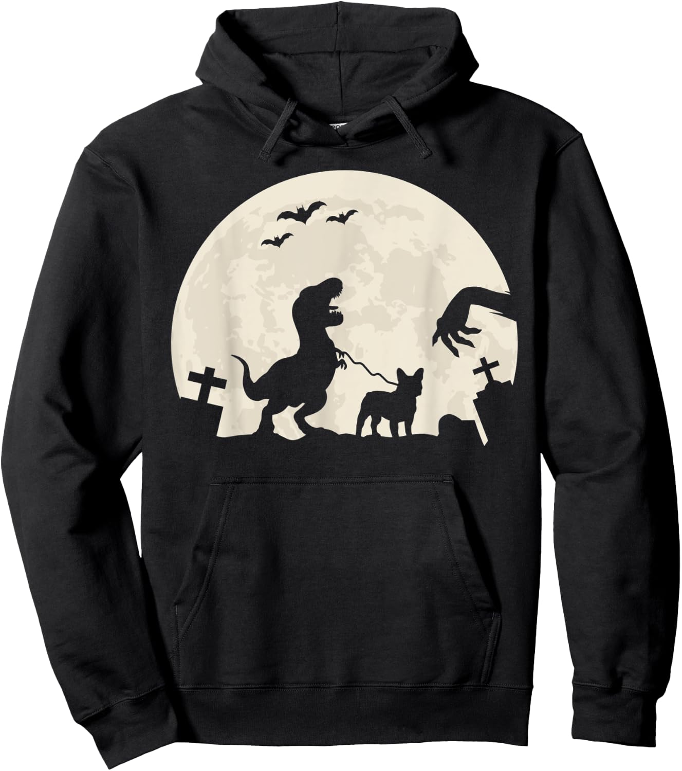 Halloween French Bulldog Dog Frenchie Dinosaur Costume Men Women Kids Hoodie - Hoodie | Black